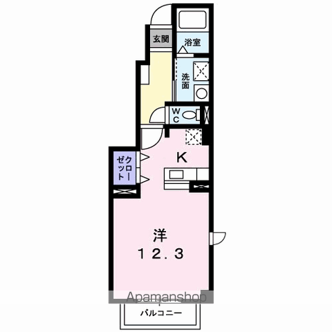 キャプリコートC(ワンルーム/1階)の間取り写真