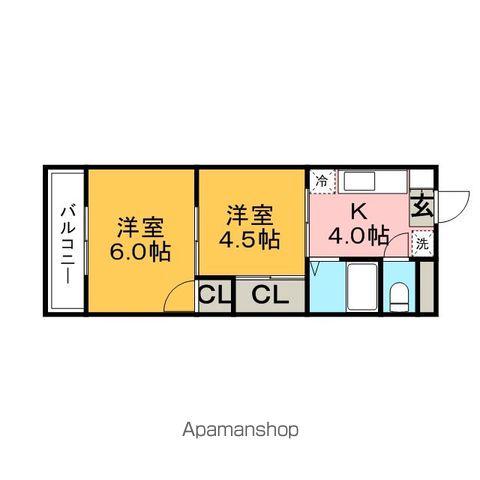 ウッドハウスII(2K/3階)の間取り写真