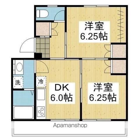 アルト堀江1号棟(2DK/3階)の間取り写真
