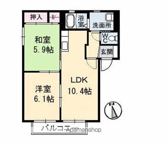 シャーメゾン八万 2番館(2LDK/2階)の間取り写真