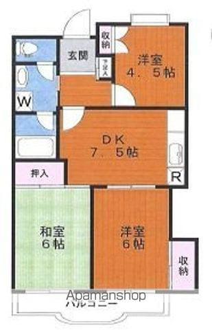 グラース武蔵野(3DK/2階)の間取り写真