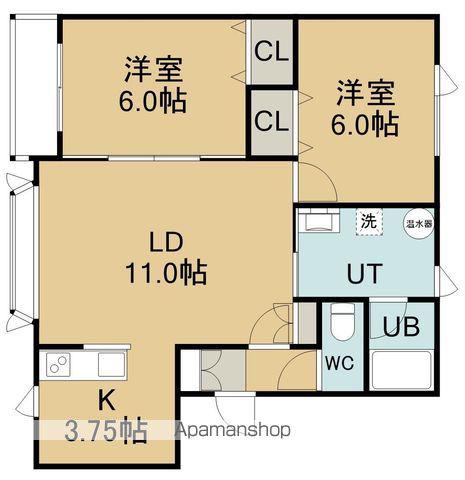 北海道函館市 2階建 築22年(2LDK/2階)の間取り写真