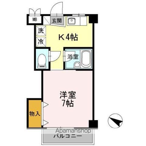 ミラ上星川(1K/4階)の間取り写真
