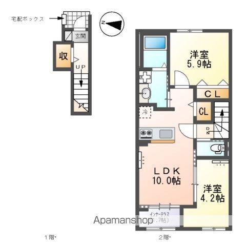 西宮市山口町アパートK(2LDK/2階)の間取り写真