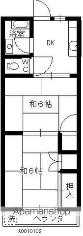 無鹿コーポ(2DK/2階)の間取り写真
