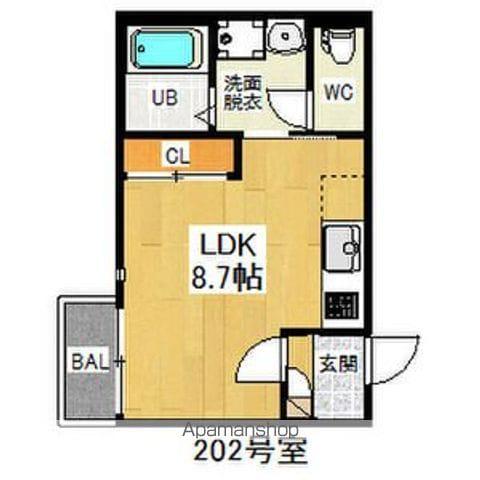 GRANDTIC BAN(ワンルーム/2階)の間取り写真