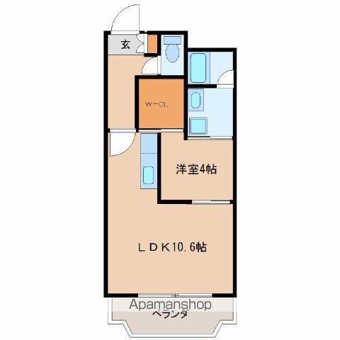 ソラーレ霧島(1LDK/3階)の間取り写真