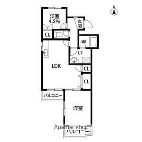 スカイベル(2LDK/1階)の間取り写真