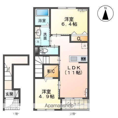 グリーンルーム(2LDK/2階)の間取り写真
