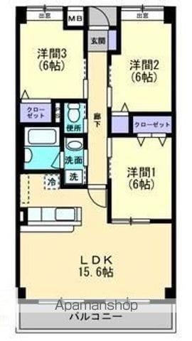 プラスパー旭通(3LDK/5階)の間取り写真