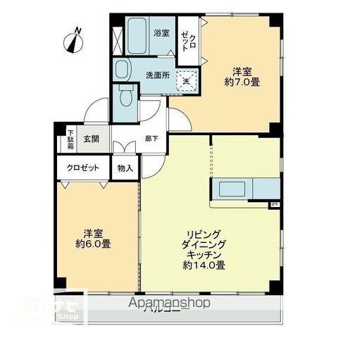 フォブール世俵B棟(2LDK/3階)の間取り写真