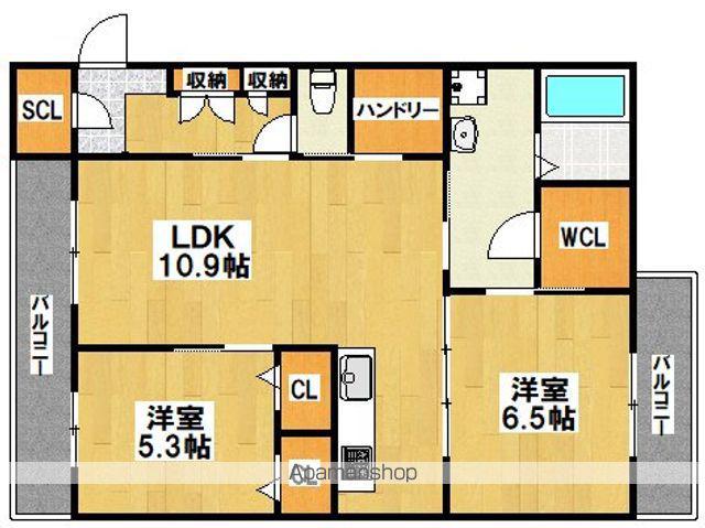 ファイブヒルズ欅 壱番館・弐番館(2LDK/3階)の間取り写真