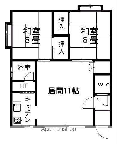 コーポしずかB(2LDK/2階)の間取り写真