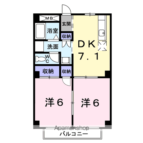 パルネット磯野(2DK/2階)の間取り写真