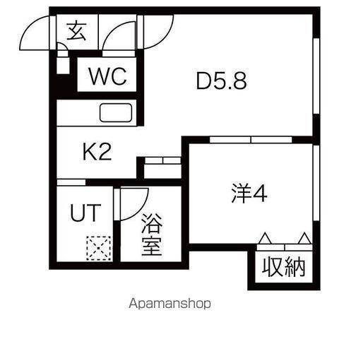 カラバオ白石(1DK/2階)の間取り写真