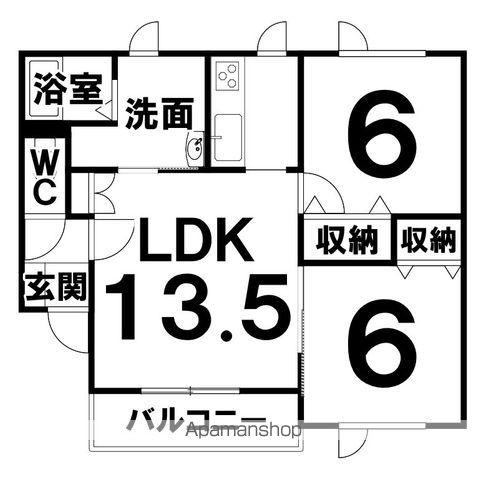 コーポハッピーリバー2(2LDK/1階)の間取り写真