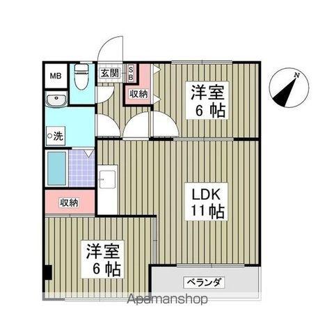 シーサイドハイムカトウⅠ(2LDK/1階)の間取り写真