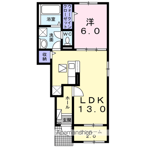 プロスペリティ岡垣Ⅱ(1LDK/1階)の間取り写真