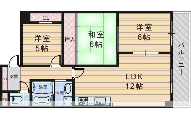 スリーファイブ宮の坂(3LDK/3階)の間取り写真