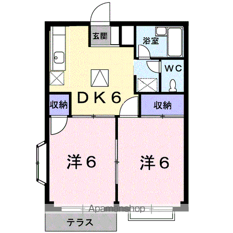 レピュートおんつかⅡ(2DK/1階)の間取り写真