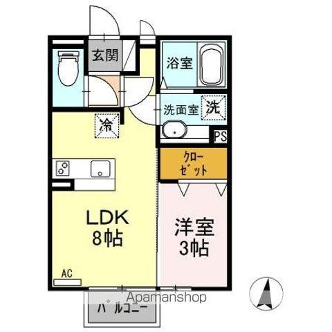 ALICEGARDENNAKAJIMAA/B(1LDK/1階)の間取り写真