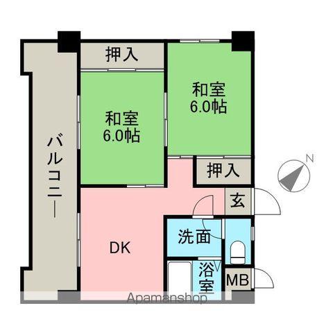 筑紫センタービル(2DK/6階)の間取り写真