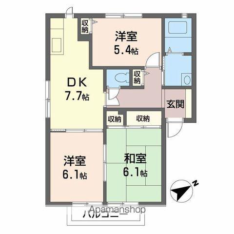 メゾンリブラ新町 B棟(3DK/1階)の間取り写真