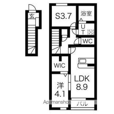 K.COURT(1SLDK/2階)の間取り写真