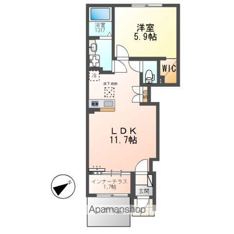 千葉市若葉区小倉町アパート(1LDK/1階)の間取り写真