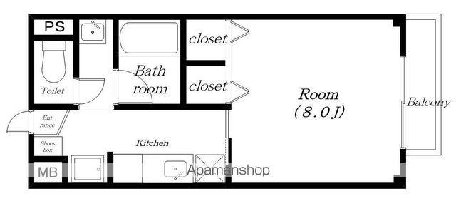 サープラス池田Ⅱ(1K/1階)の間取り写真