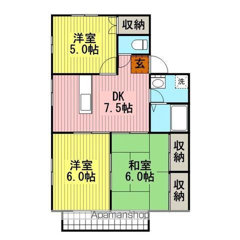 アヴェニールエムB(3DK/2階)の間取り写真