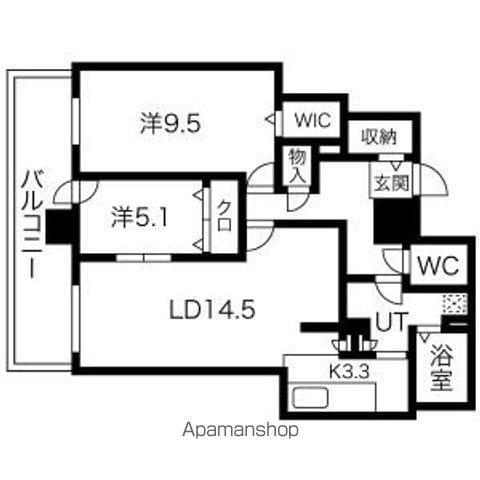 プレミスト札幌ターミナルタワー(2LDK/37階)の間取り写真