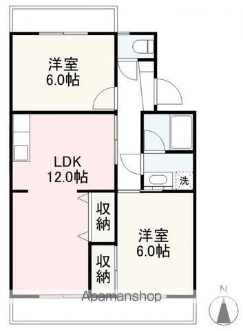 フジタハイツ(2LDK/1階)の間取り写真