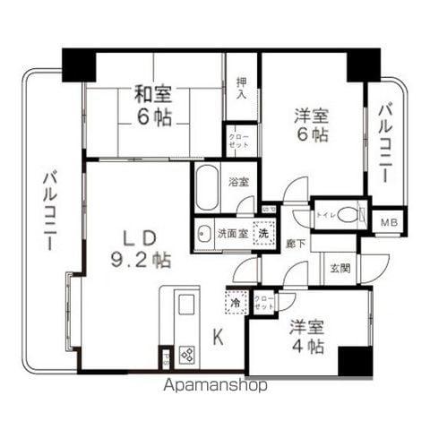 ナイスアーバン八乙女Ⅱ(3LDK/5階)の間取り写真