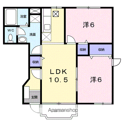 ブリッサ日高Ⅱ(2LDK/1階)の間取り写真