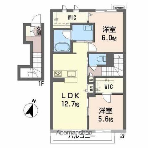 ルミエール津森(2LDK/2階)の間取り写真