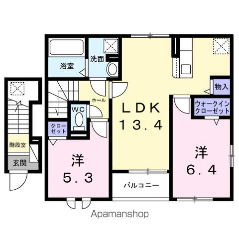 RUSCELLOⅡ(2LDK/2階)の間取り写真