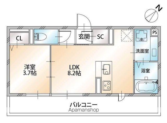 ホワイト ヒル(1LDK/1階)の間取り写真