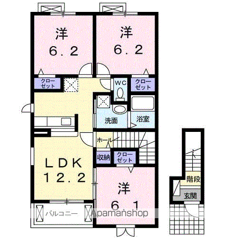 F・ルミエール(3LDK/2階)の間取り写真