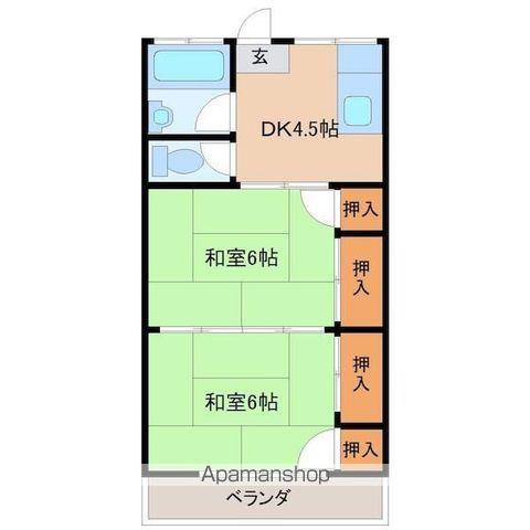 高木アパート(2DK/2階)の間取り写真