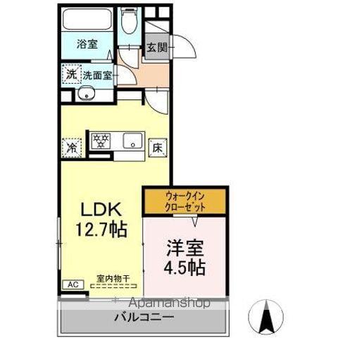 THREE(1LDK/1階)の間取り写真