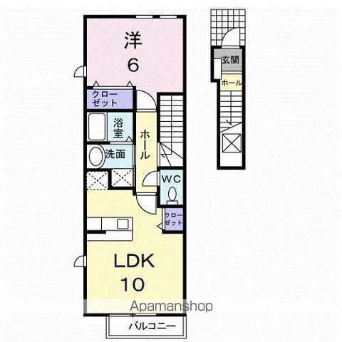 リバティハウスB棟(1LDK/2階)の間取り写真