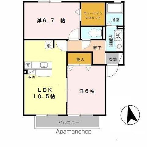 サンヴィレッジ田尻A棟(2LDK/2階)の間取り写真