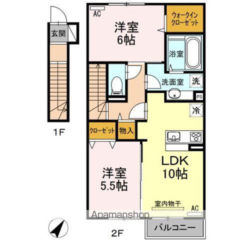ジュネスⅢ(2LDK/2階)の間取り写真