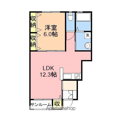 うららB棟(1LDK/1階)の間取り写真