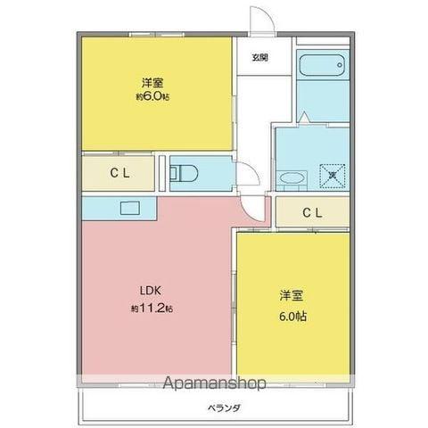 グランドールK(2LDK/1階)の間取り写真