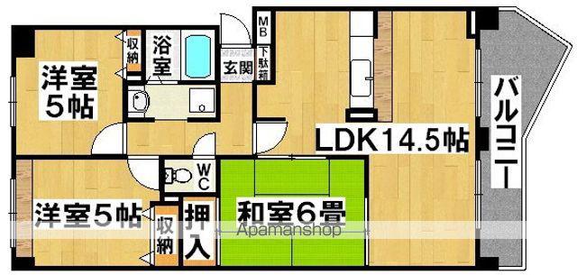 アーバネックス三国ヶ丘(3LDK/5階)の間取り写真