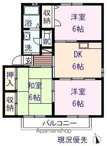 レガシーF棟(3DK/2階)の間取り写真