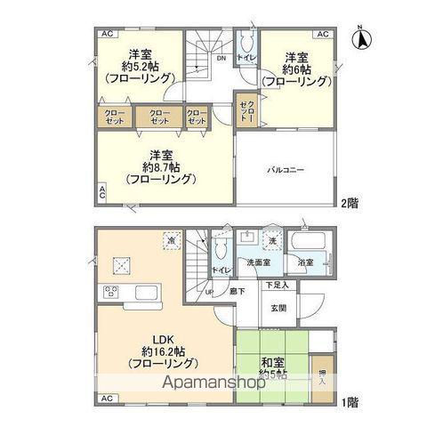 東武鉄道野田線 川間駅 徒歩15分 2階建 築4年(4LDK)の間取り写真