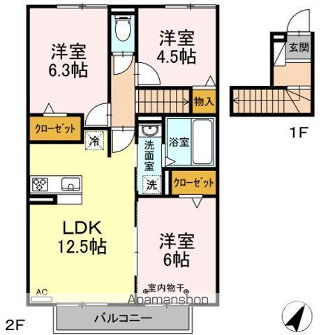 リジェールN(3LDK/2階)の間取り写真